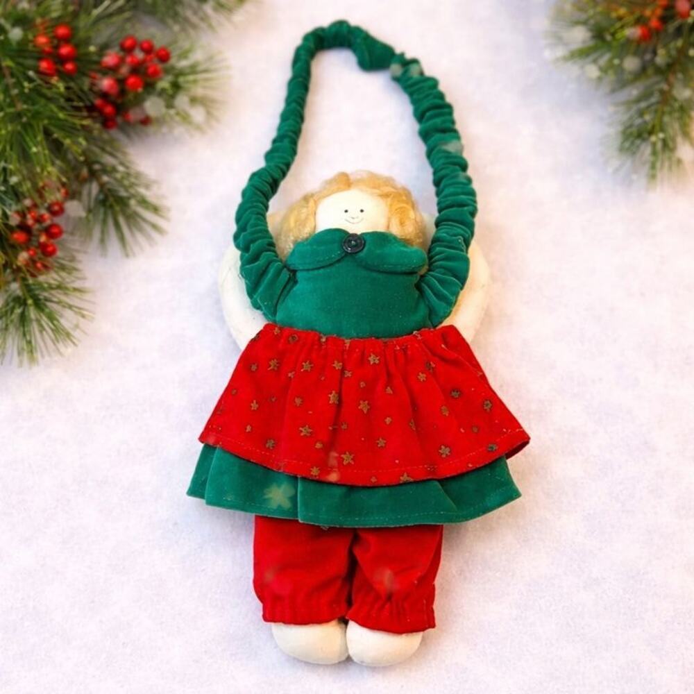 Vintage Handmade Cloth Angel Door Hanger – Christmas Decor